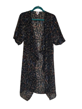 LuLaRoe Black Multicolor Abstract Duster